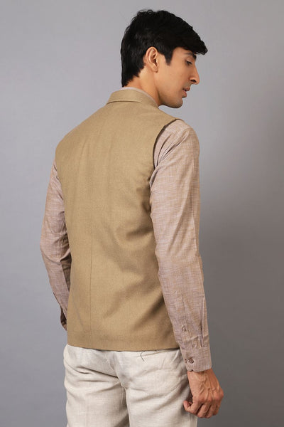 Tweed Wool Beige Modi Nehru Jacket