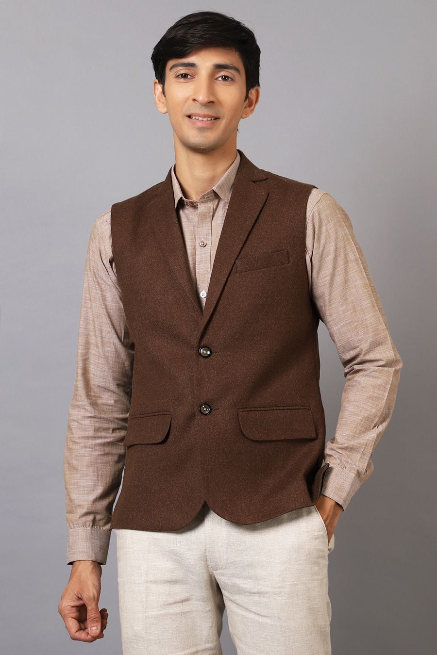 Tweed Modi Jacket Buy WINTAGE Men's Tweed Wool Brown Modi Nehru Jacket