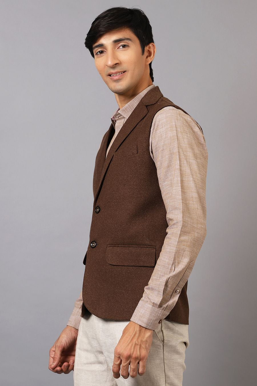 Tweed Modi Jacket Buy WINTAGE Men's Tweed Wool Brown Modi Nehru Jacket