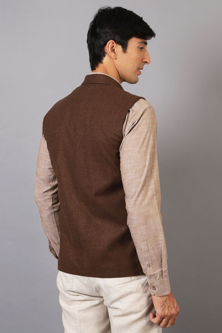 Tweed Wool Brown Modi Nehru Jacket