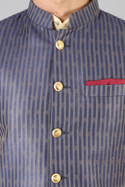 Banarasi Rayon Cotton Blue  Modi Nehru Jacket