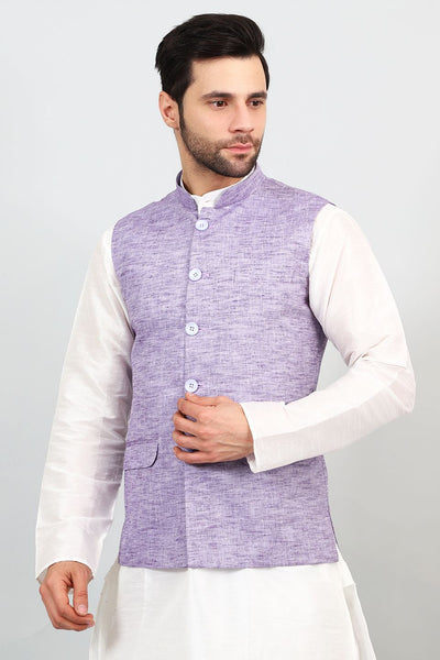 Linen Cotton Purple 1 Modi Nehru Jacket