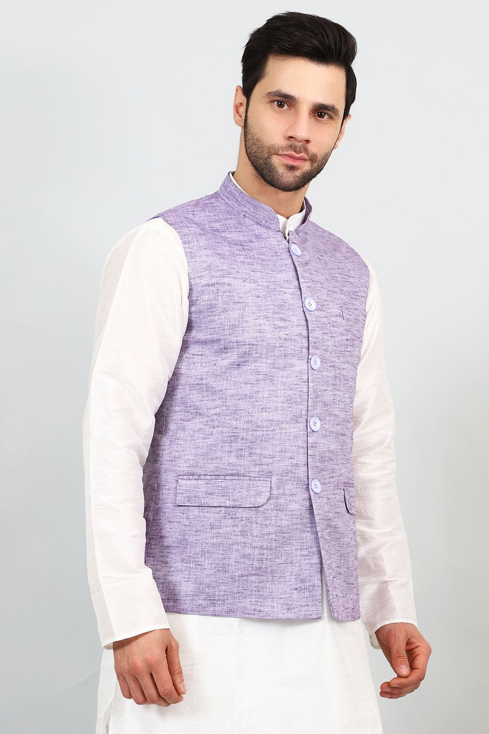 Linen Cotton Purple 1 Modi Nehru Jacket