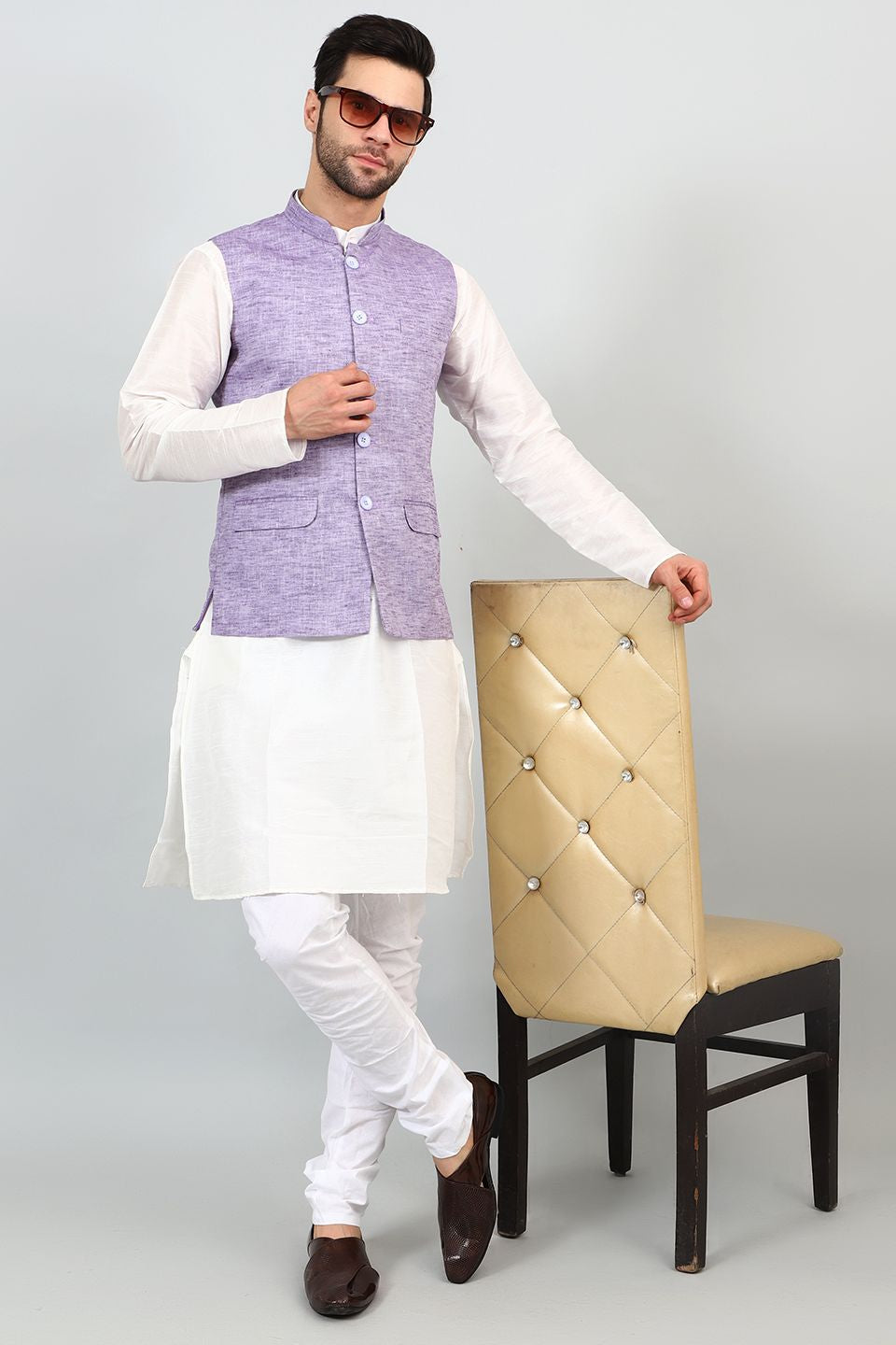 Linen Cotton Purple 1 Modi Nehru Jacket