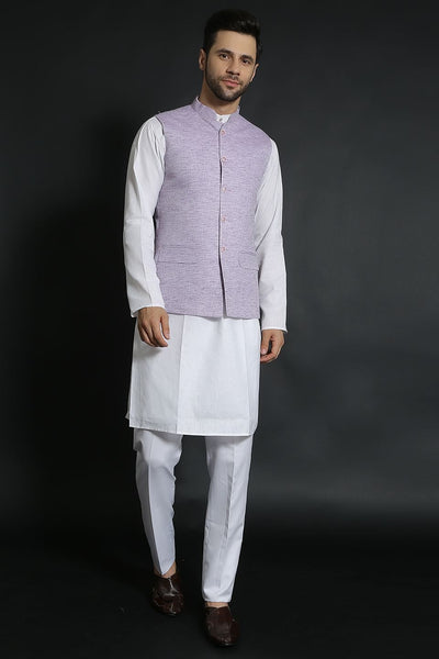 Linen Cotton Purple Modi Nehru Jacket