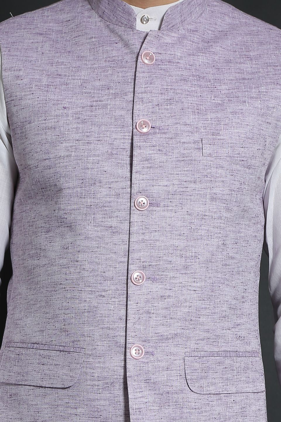 Linen Cotton Purple Modi Nehru Jacket