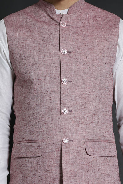 Linen Cotton Red Modi Nehru Jacket