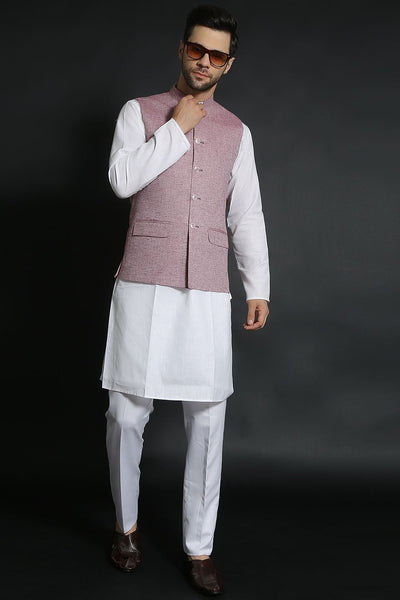 Linen Cotton Red Modi Nehru Jacket