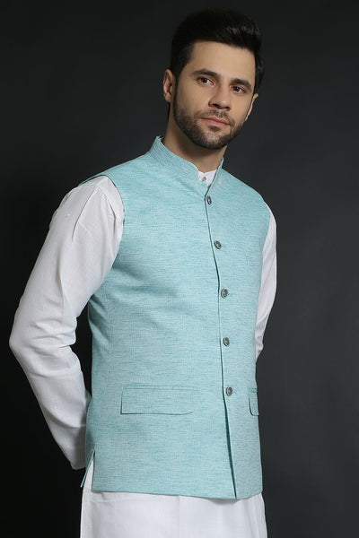 Linen Cotton Green 1 Modi Nehru Jacket