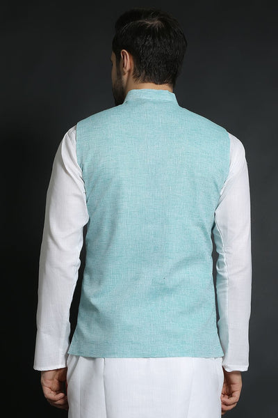 Linen Cotton Green 1 Modi Nehru Jacket
