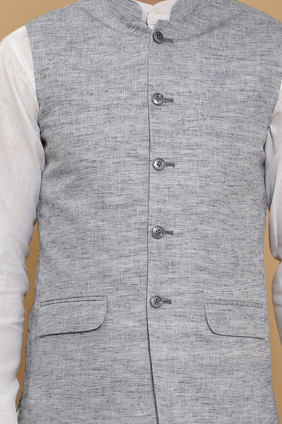Linen Cotton Grey 1 Modi Nehru Jacket