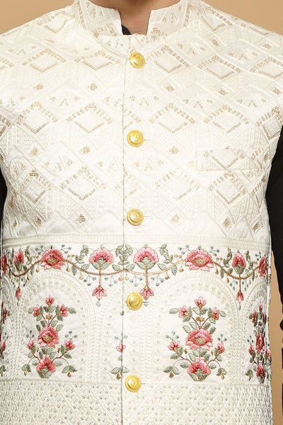 Cotton Silk Beige Modi Nehru Jacket