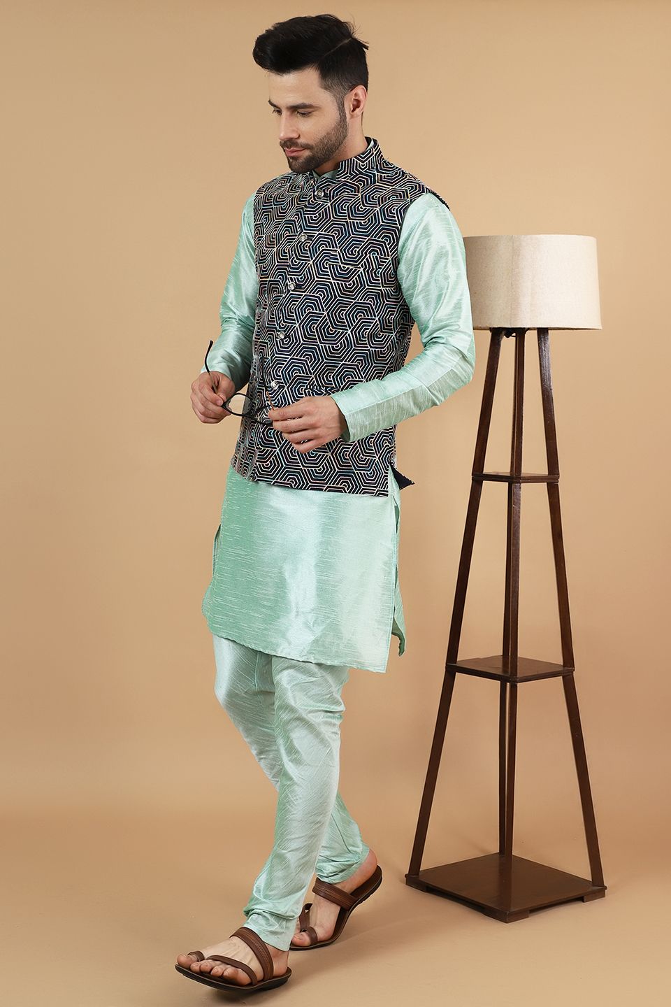 Digital Print Cotton Silk Multicolored Modi Nehru Jacket