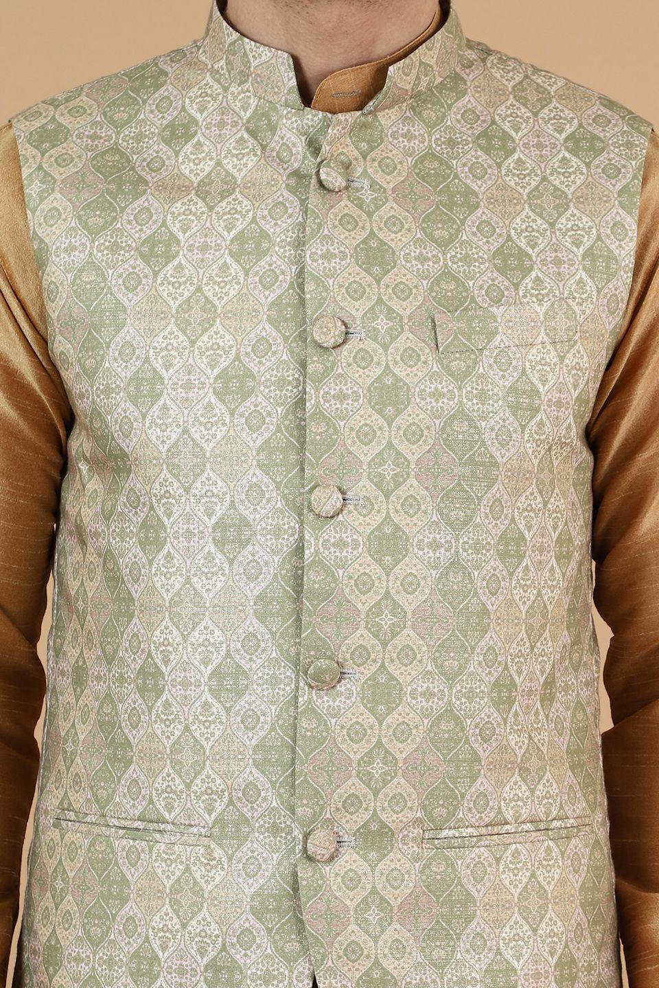 Modi Pyjama Wintage Men'sDigital Print Cotton Silk Pink Modi Nehru Jacket & Kurta ...