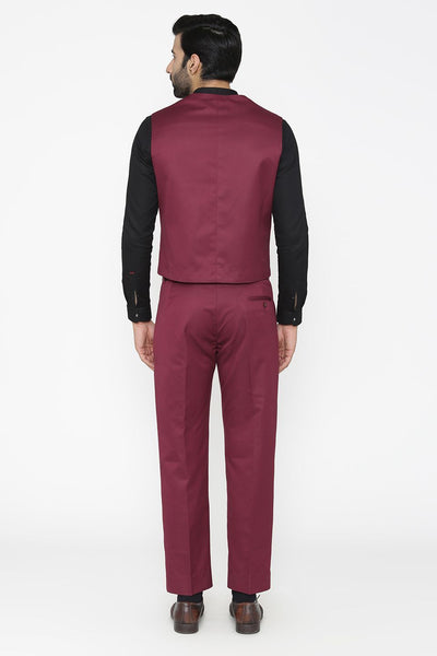 Polyester Cotton Purple Vest and Pant Set
