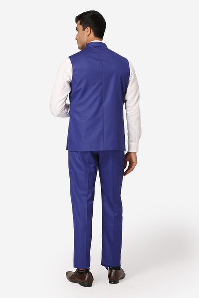 WINTAGE Men's Poly Cotton Casual and Evening Vest & Pant Set : Blue