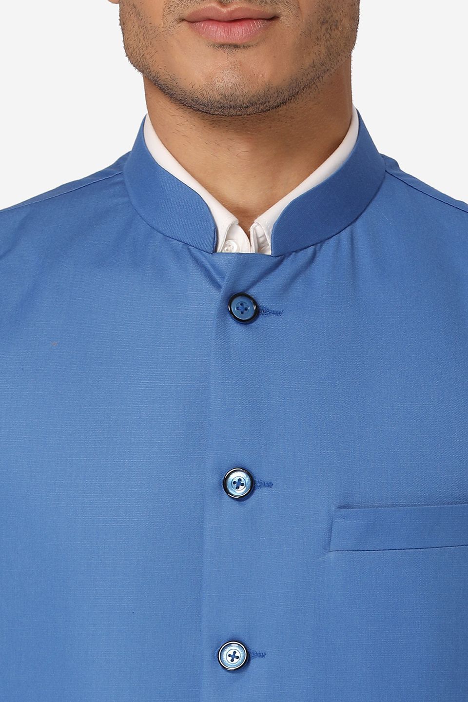 WINTAGE Men's Poly Cotton Casual and Evening Vest & Pant Set : Light Blue