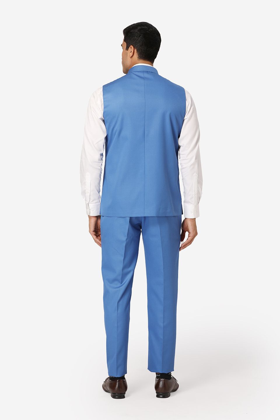 WINTAGE Men's Poly Cotton Casual and Evening Vest Pant Set Light Blue