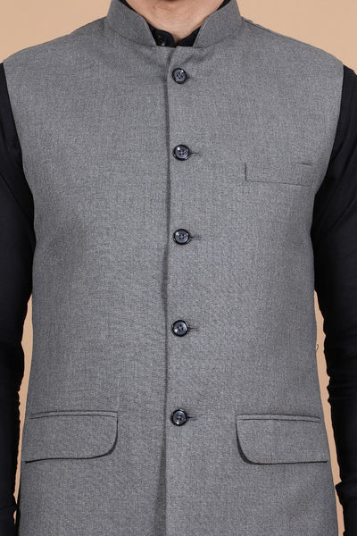 Polyester Cotton Grey Vest and Trouser Set