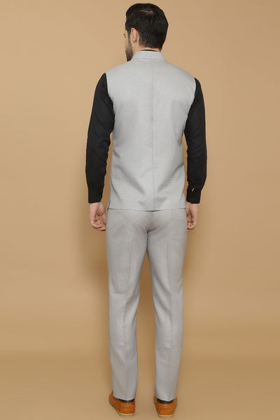 Poly Viscose Grey Vest and Trouser Set