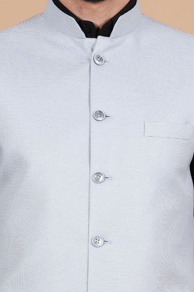 Polyester Cotton Silver Modi Nehru Jacket