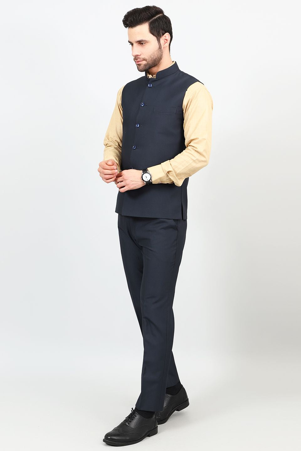 Polyester Cotton Blue 1 Vest and Trouser Set