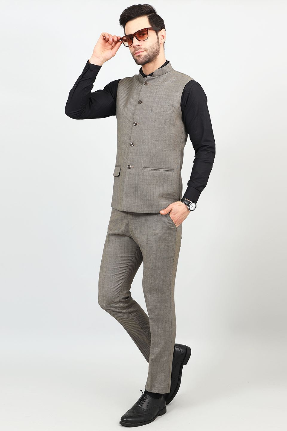 Mens gray vest and pants set deals