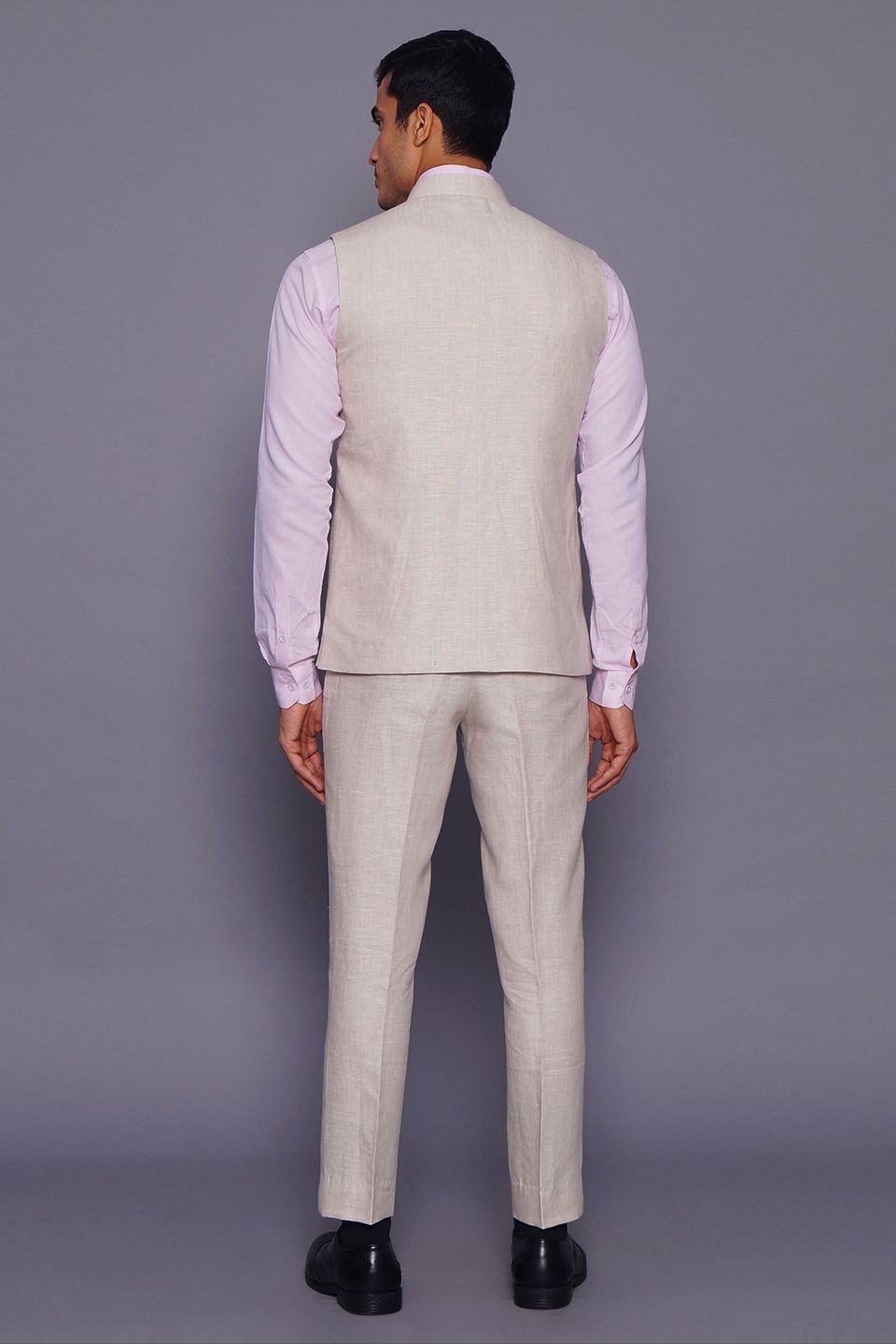 Wintage Men's Pure Linen  Vest & Pant Set: Natural