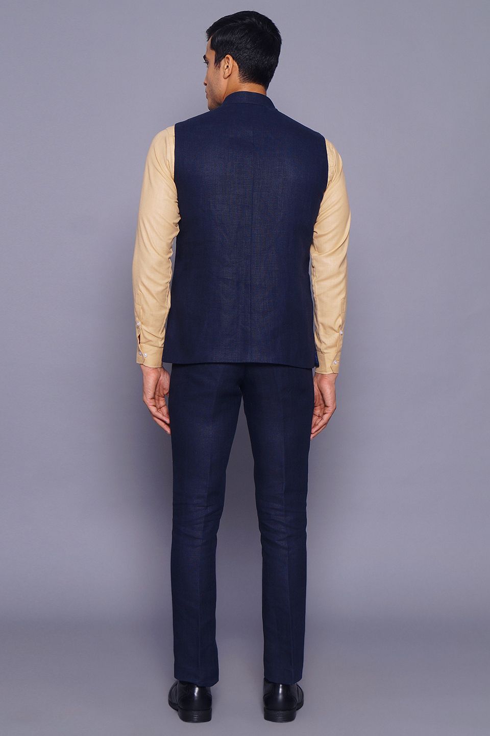 Wintage Men's Pure Linen  Vest & Pant Set: Blue