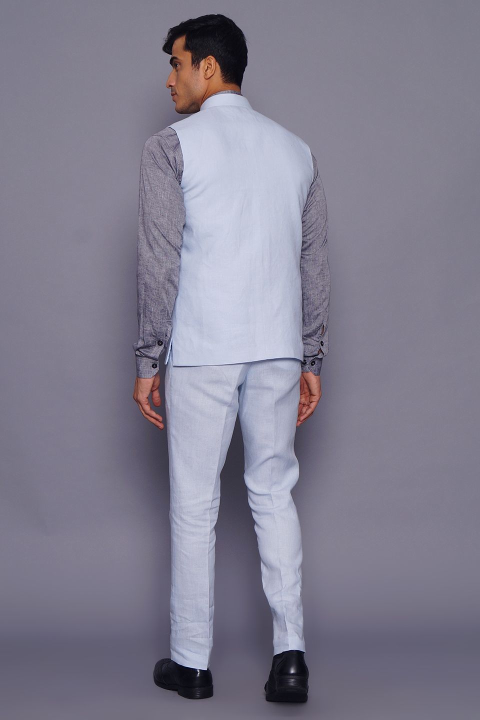 Wintage Men's Pure Linen  Vest & Pant Set: Sky Blue