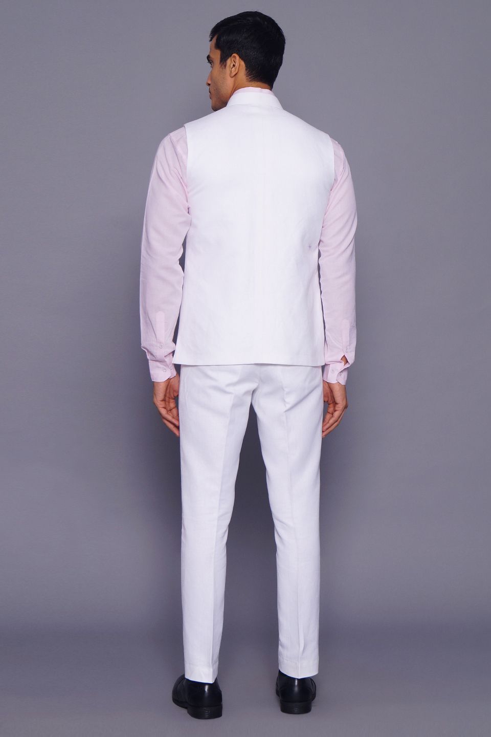 Wintage Men's Pure Linen  Vest & Pant Set: White