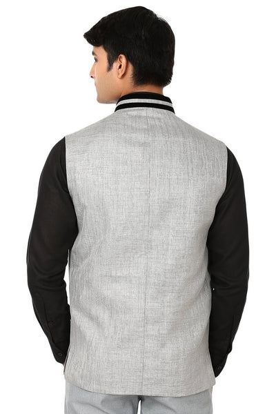 Rayon Cotton Silver Modi Nehru Jacket